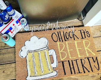 Handlettered Coir Doormat- Beer Thirty 30x17