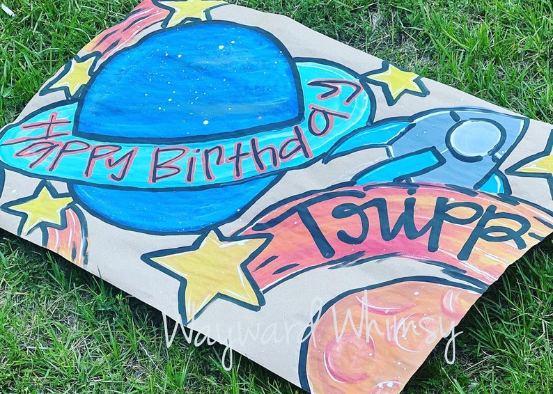 Hand Painted Custom Party Banner Birthday Banner Kraft Paper - Etsy