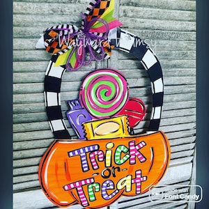 Halloween trick or treat pumpkin candy Cut Out Hanger