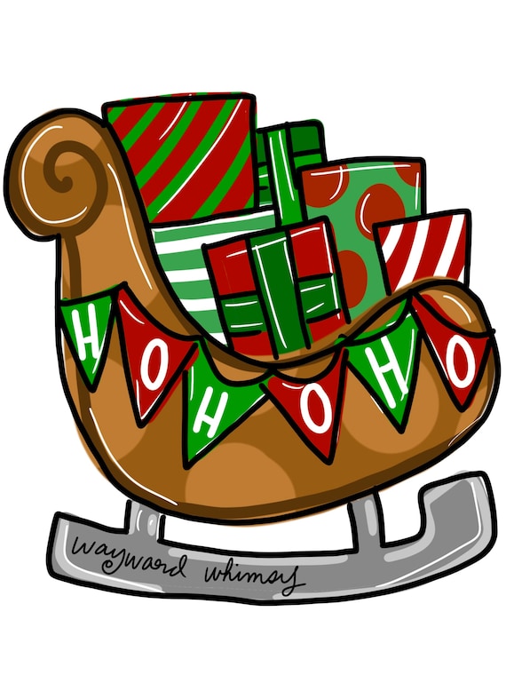 Santa Sleigh Door Hanger Downloadable File Printable Template - Etsy