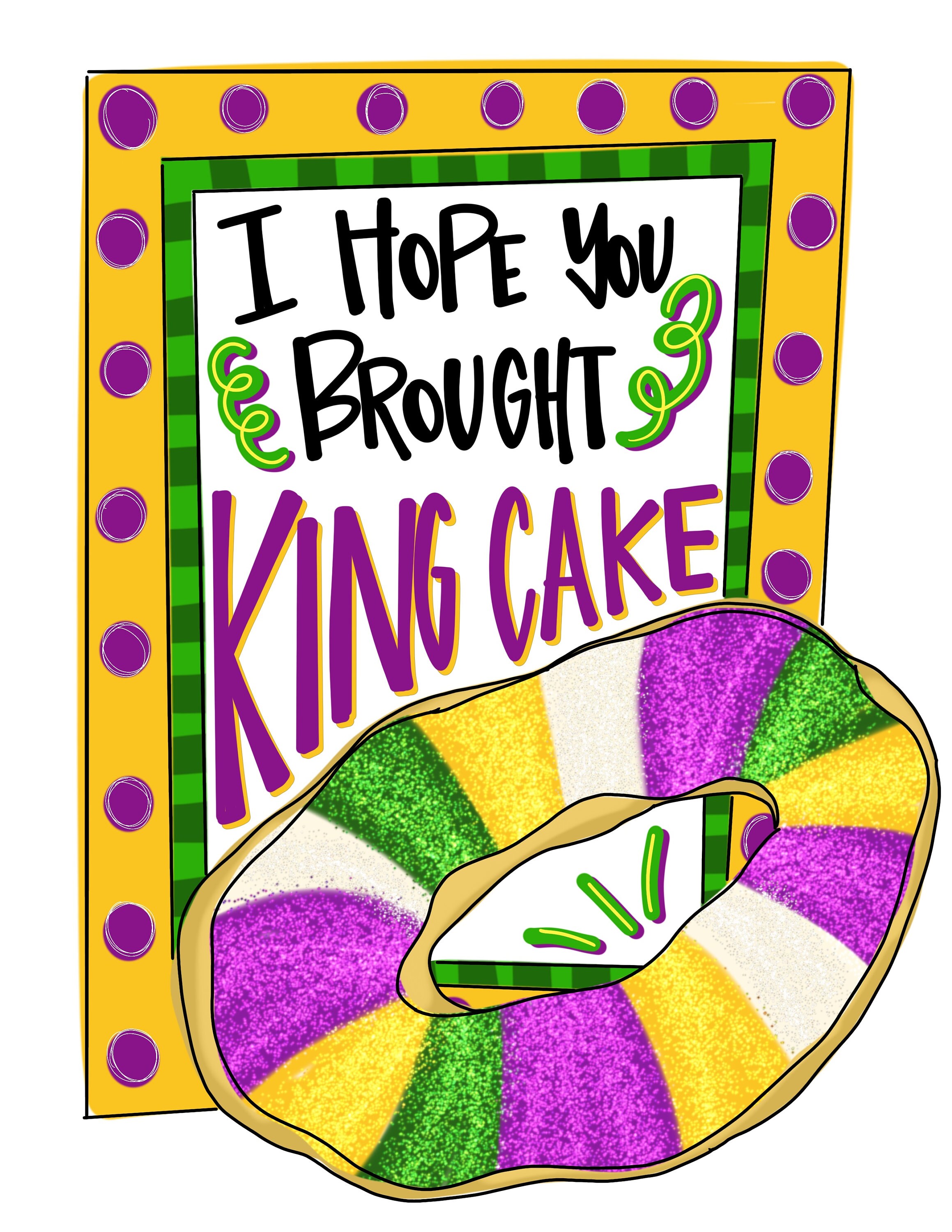 31 Festive Mardi Gras Crafts for Kids 17 Hope you brought King Cake- Mardi Gras- Door Hanger downloadable…