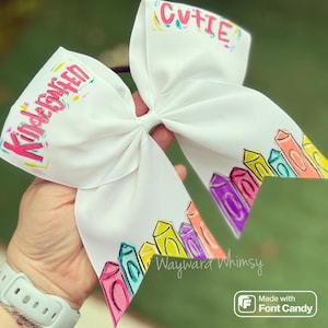 Back to school  hair tie hair bow- hair elastic- hand painted- painted bow- school supplies - monogram