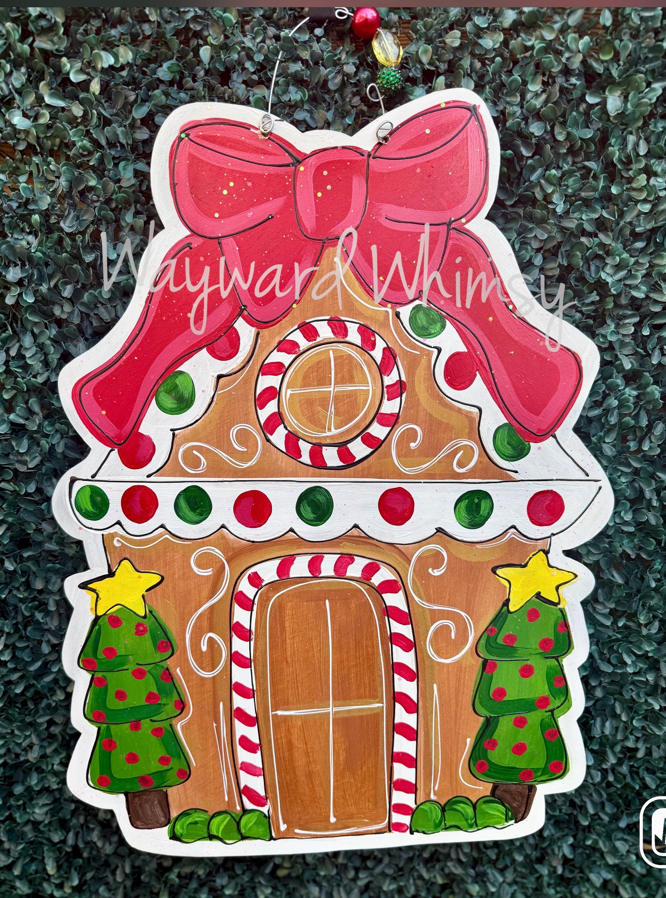 Gingerbread House Wooden Door Hanger - Etsy