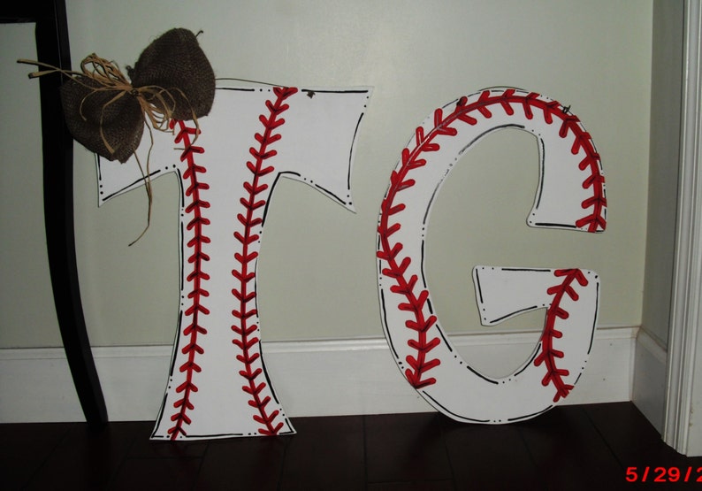 Baseball Alphabet Wood Cut Out Hanger image 2