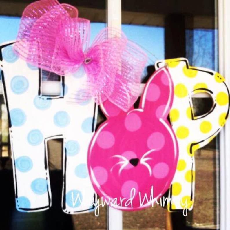 Easter Basket Wood Cut Out Door Hanger Etsy