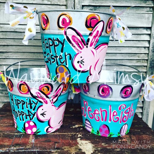 Fishing Boys Personalized Metal Easter Buckets Easter Egg Etsy
