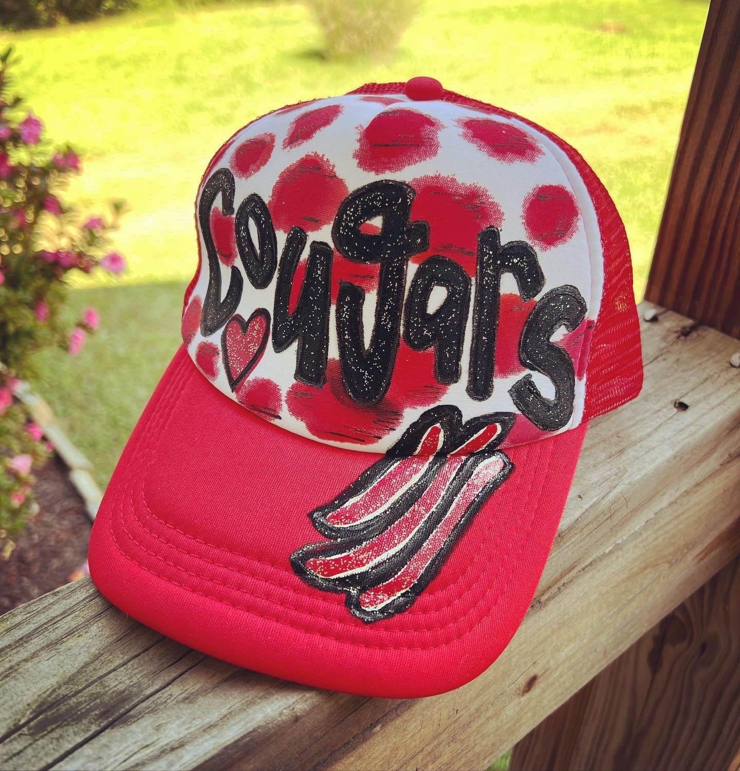 Handpainted Mesh Back Trucker Hat- Baseball Cap- Snap Back 