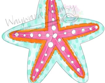 Starfish Door Hanger downloadable file printable template