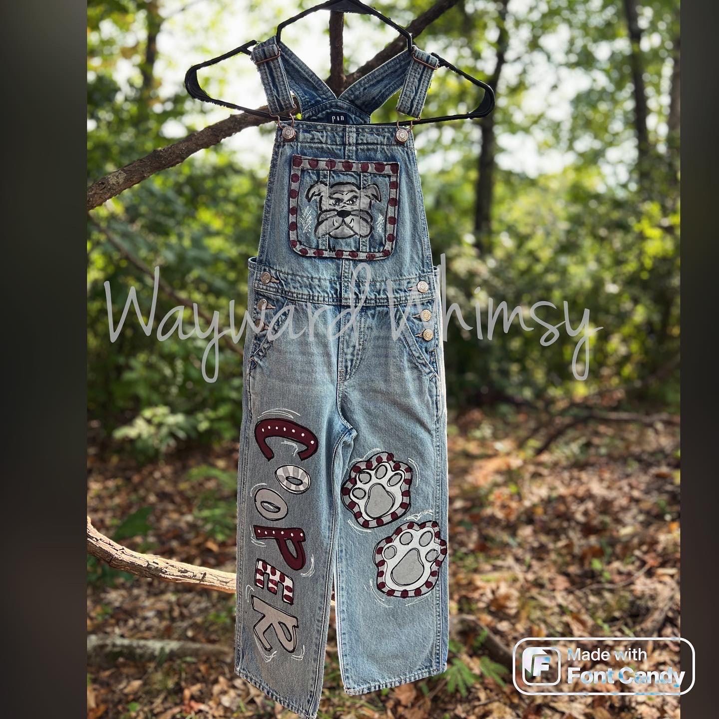 Handpainted Denim Overalls- You Customize- You Supply Jeans