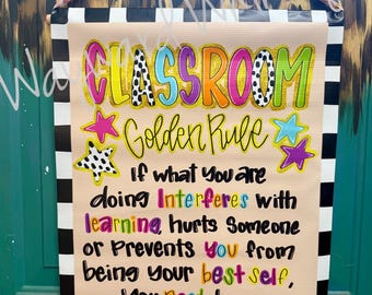 Classroom Golden Rule- 24x18 printed vinyl flag