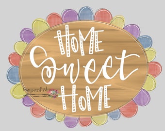 Home sweet home scalloped oval Door Hanger downloadable file printable template