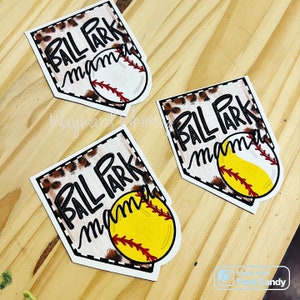 Ball Park mama vinyl sticker - water and fade resistant - hand drawn art- party favors- scrapbooking- gift wrap- water bottle sticker