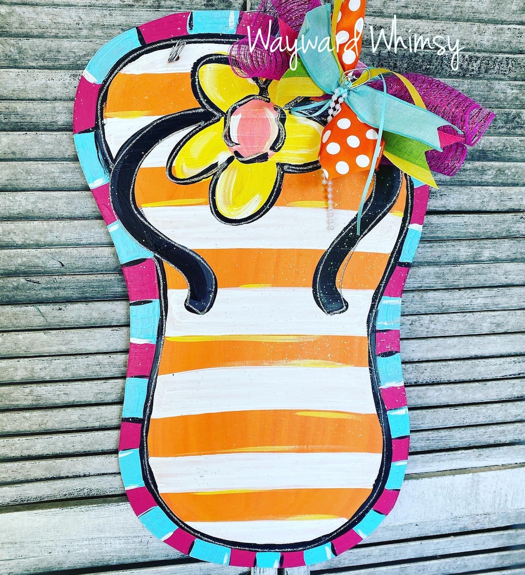Single Flip Flop Wood Cut Out Door Hanger - Etsy