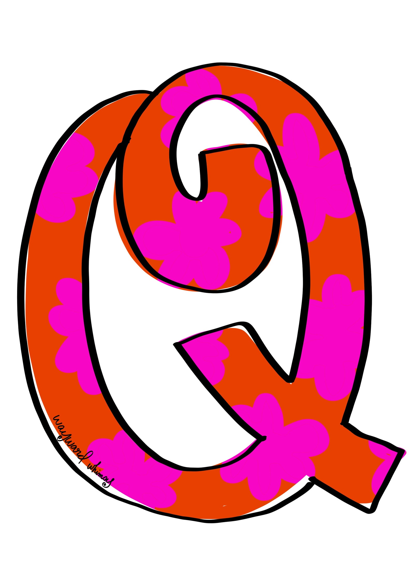 Letter Q Whimsical Curly Font Door Hanger Downloadable File | Etsy