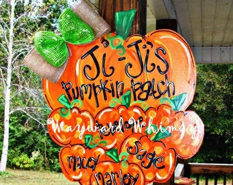 Pumpkin Patch  Wood Cut Out Door Hanger