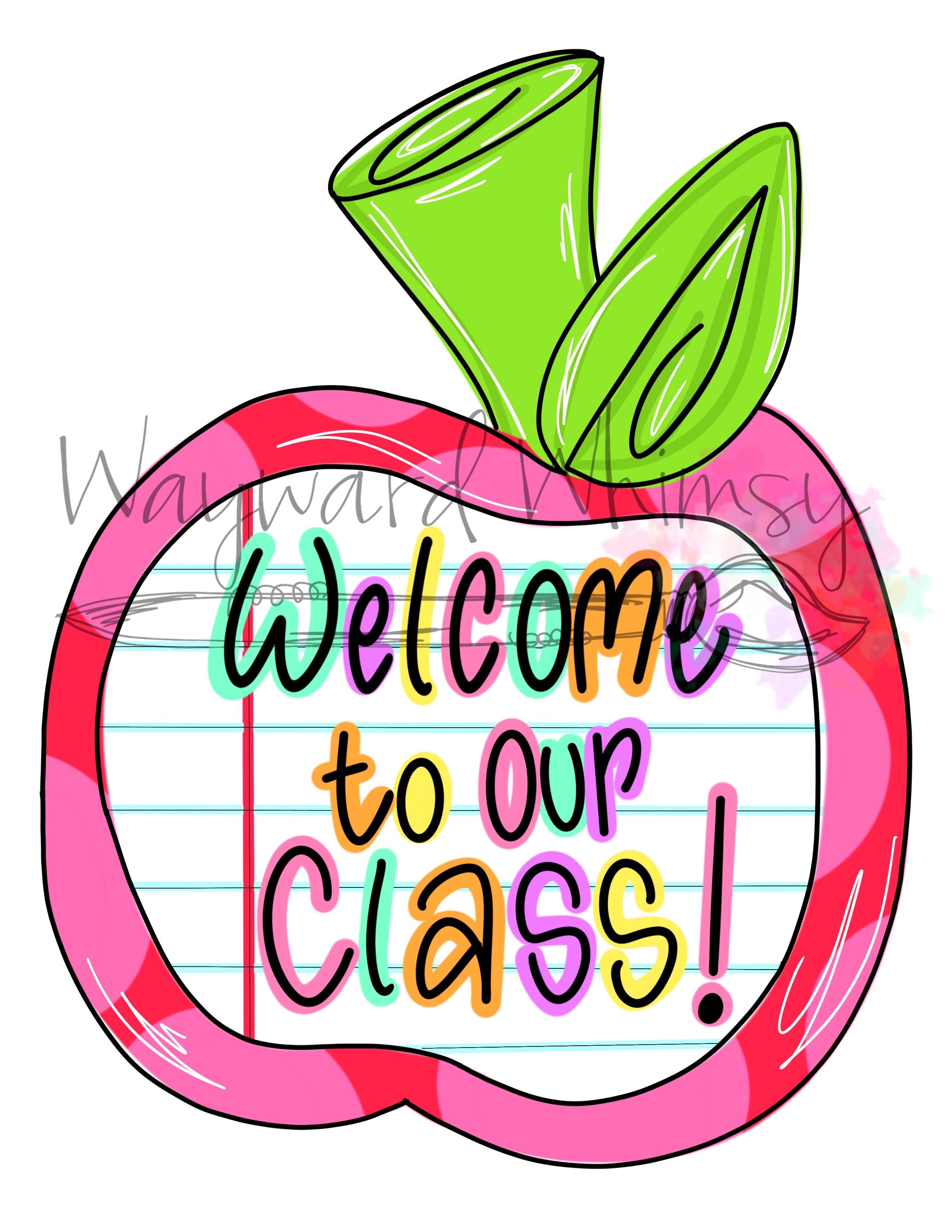 Welcome to class apple  teacher classroom Door Hanger downloadable file printable template