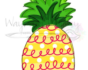 Tall pineapple swirls Door Hanger downloadable file printable template