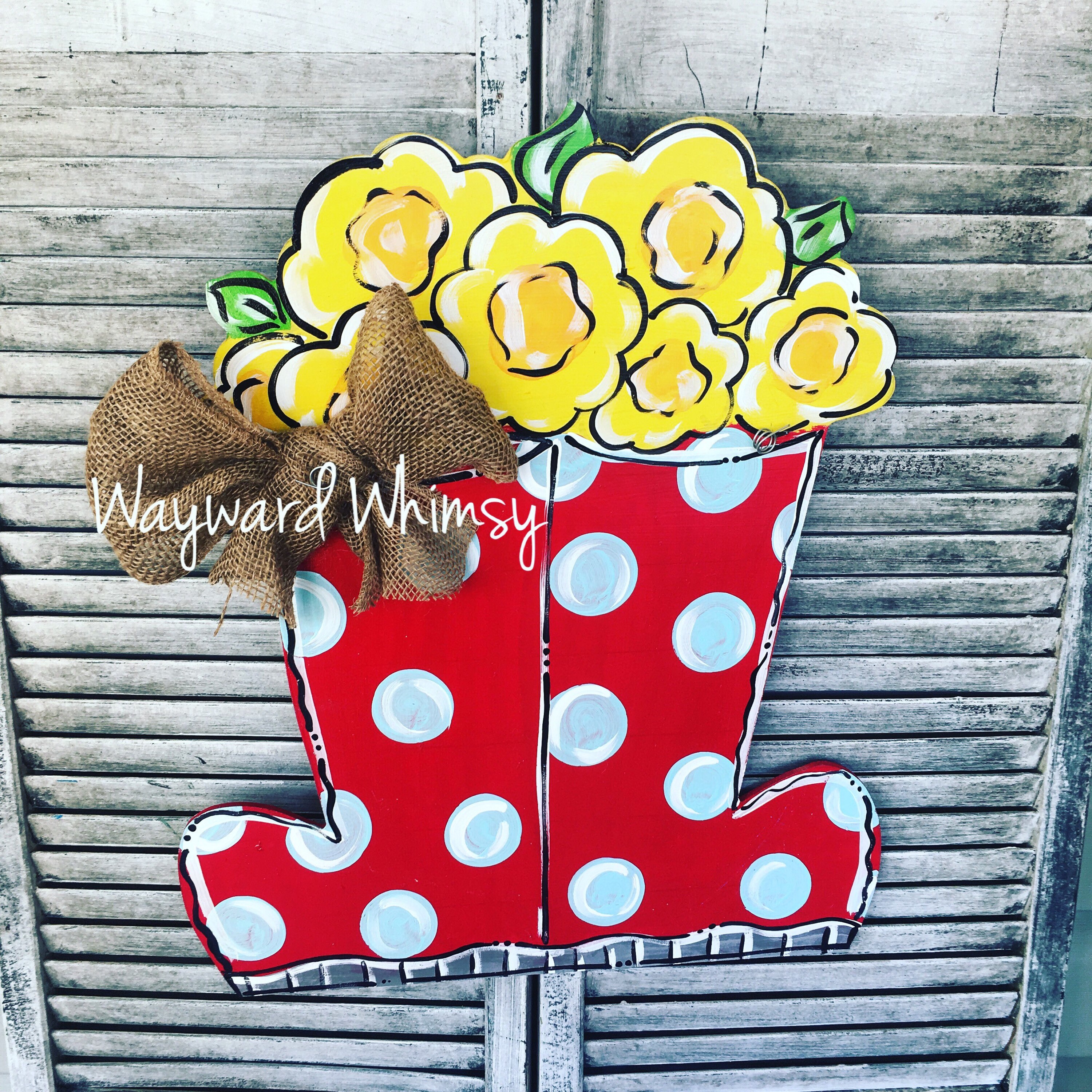 Welcome Spring Rainboots Doorhanger