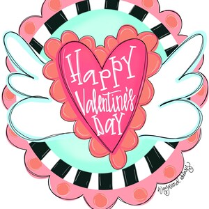 Heart With Wings Round Valentines Door Hanger downloadable file printable template