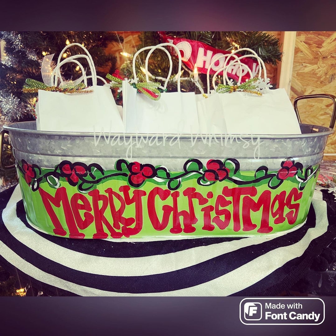 Personalized and Hand Painted Christmas Tub Galvanized Tub Etsy