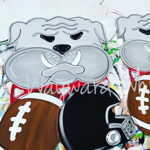 Football bulldog Team mascot  Door hanger  Wood Door Hanger