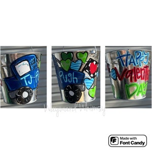 Custom Painted Bucket-personalized Pails Buckets- Valentine Bucket ...