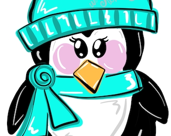 Penguin Door Hanger downloadable file printable template