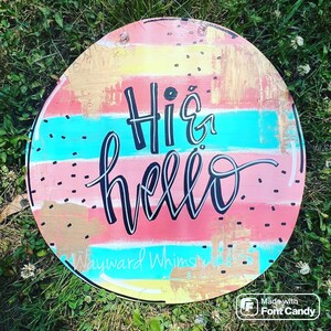 Hi & Hello Abstract Welcome Circle Door Sign Wooden Door Hanger - Etsy