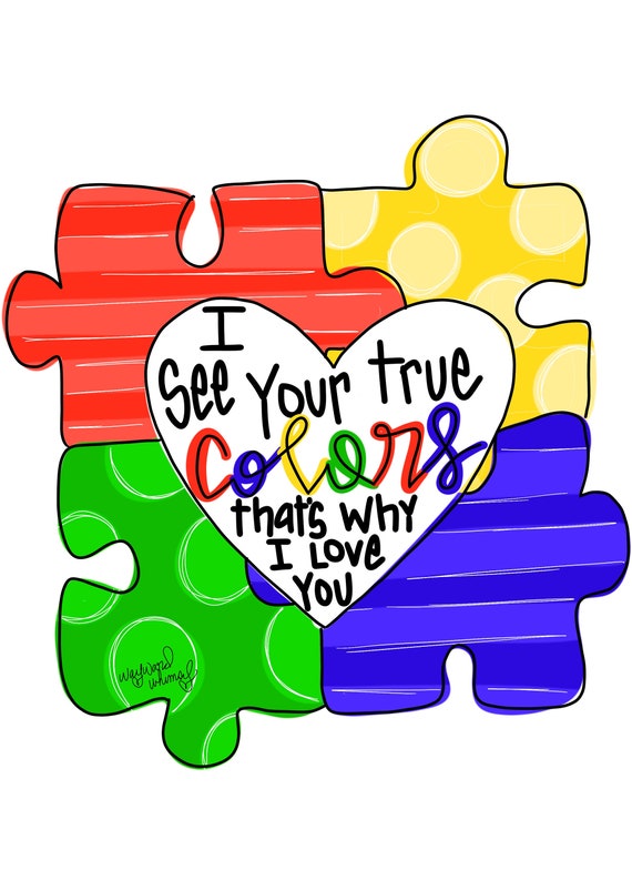 W trouble, rainboW, 証拠,でっかい愛・喜努愛楽 5枚セット Autism Support Autism Awareness Puzzle Door Hanger Downloadable