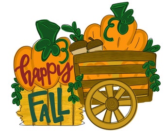 HAppy Fall Pumpkin Wagon Door Hanger downloadable file printable template