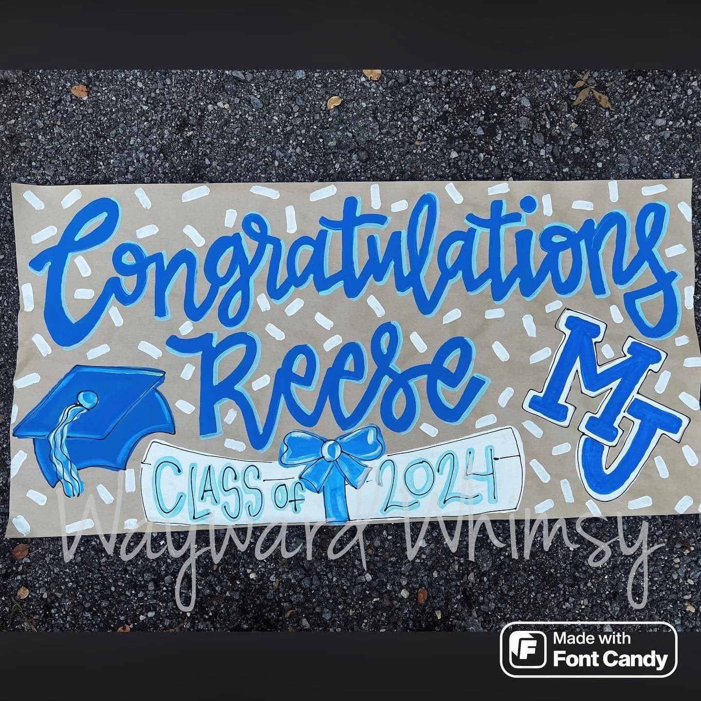 Hand painted custom Graduation banner- Birthday Banner- Kraft paper banner- party decor- party sign- backdrop