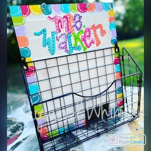 Office mailbox- teacher mailbox- wall pocket- wall file- mail holder- hand painted to match your decor- you specify art