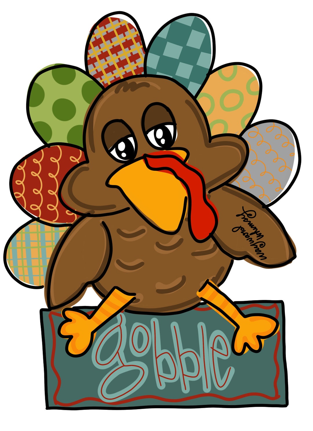 Gobble Turkey Door Hanger Downloadable File Printable Template - Etsy