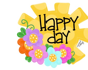 Happy Day Sunshine Door Hanger downloadable file printable template