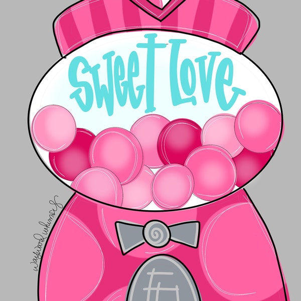 Sweet Love bubble gum machine  Door Hanger downloadable file printable template