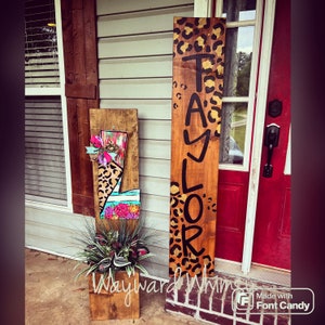 5 ft tall porch sign- animal print