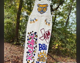 Handpainted Denim Overalls- You Customize- You Supply Jeans