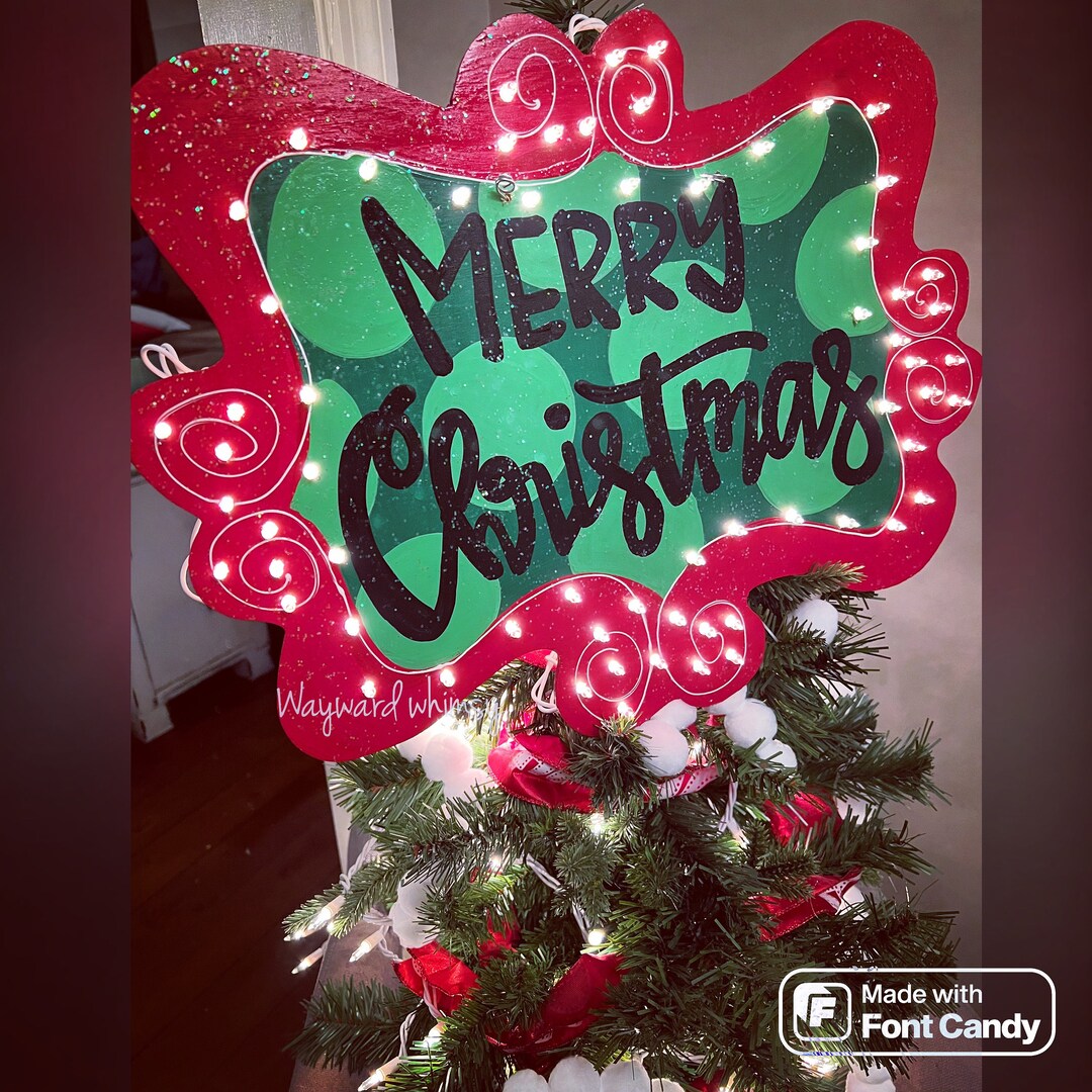 Tree Topper Sign Printed LIGHTED Christmas Sign Wooden Tree Topper - Etsy