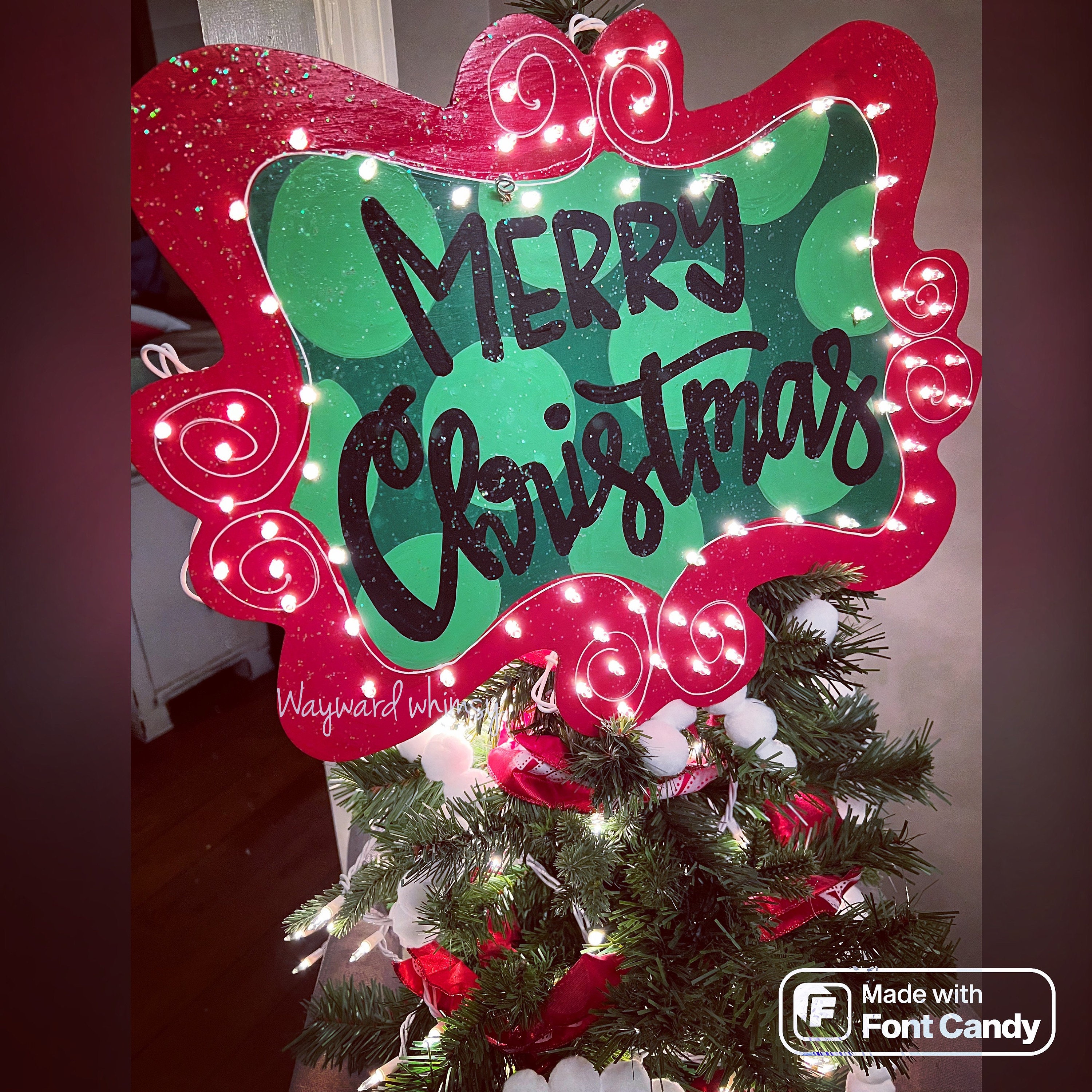 Tree Topper Signage LIGHTED Christmas Sign Wooden Tree Topper - Etsy