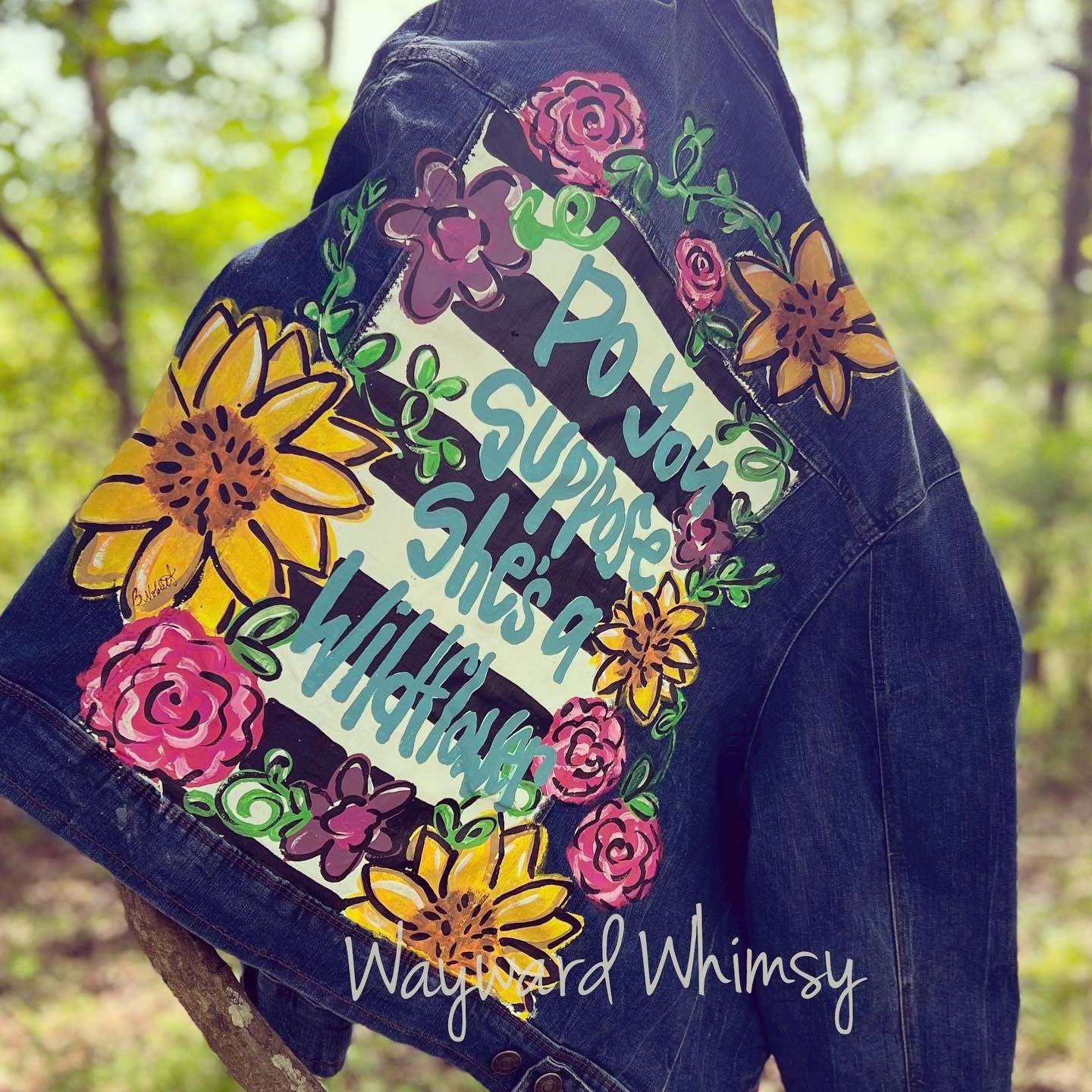 Floral painted denim jacket sale