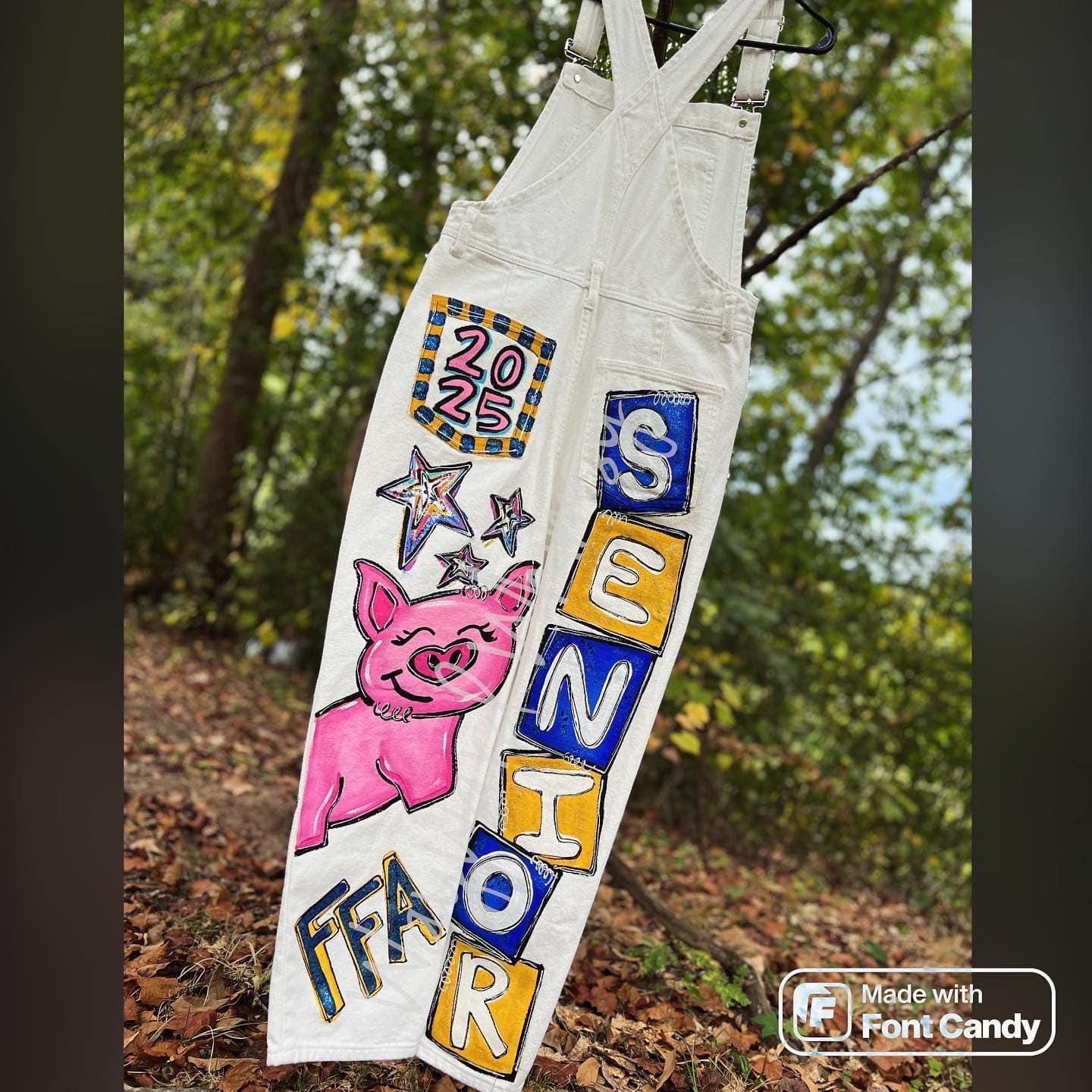 Handpainted Denim Overalls- You Customize- You Supply Jeans