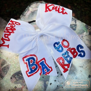School Spirit- high school- little league- youth sports- cheer bow-  hair tie hair bow- hair elastic- hand painted- painted bow