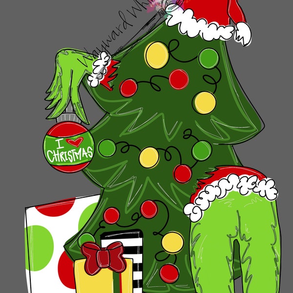 Mean One- Green One- Christmas Tree- Christmas movie Door Hanger downloadable file printable template