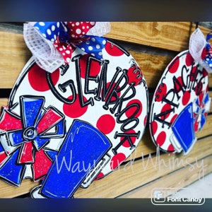 CHEER Megaphone & pom Wooden door Hanger