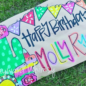 Fiesta theme Hand painted custom party banner- Birthday Banner- Kraft paper banner- party decor- party sign- backdrop