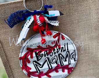 Baseball Mama  purse charm- bag tag, lunchbox name tag, rearview charm, anywhere ornament, personalized ornament