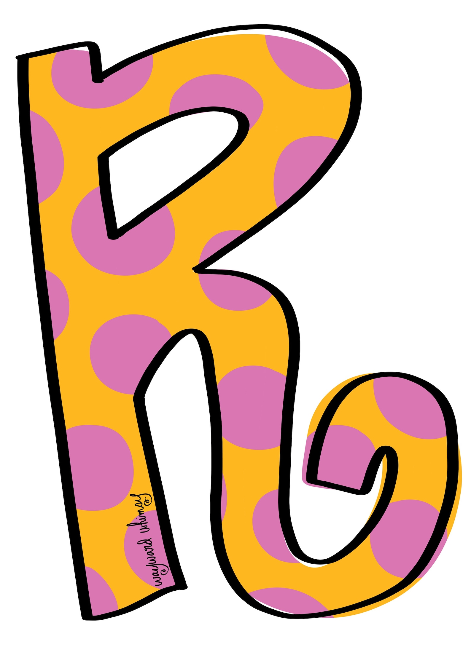 Letter R- Whimsical Curly Font Door Hanger Downloadable File Printable ...
