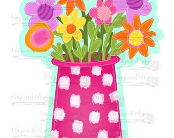 Pink flower vase Door Hanger downloadable file printable template