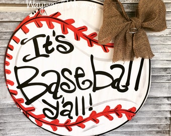 Baseball Custom for you  Wood Cut Out Door Hanger