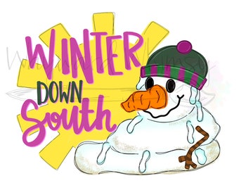 winter down south melting Snowman Door Hanger downloadable file printable template